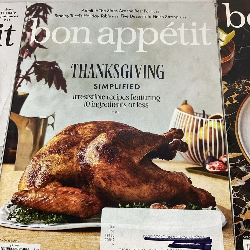 Bon Appetit Food & Wine Magazine Lot of 8 Issues Holidays Thanksgiving Dessert
